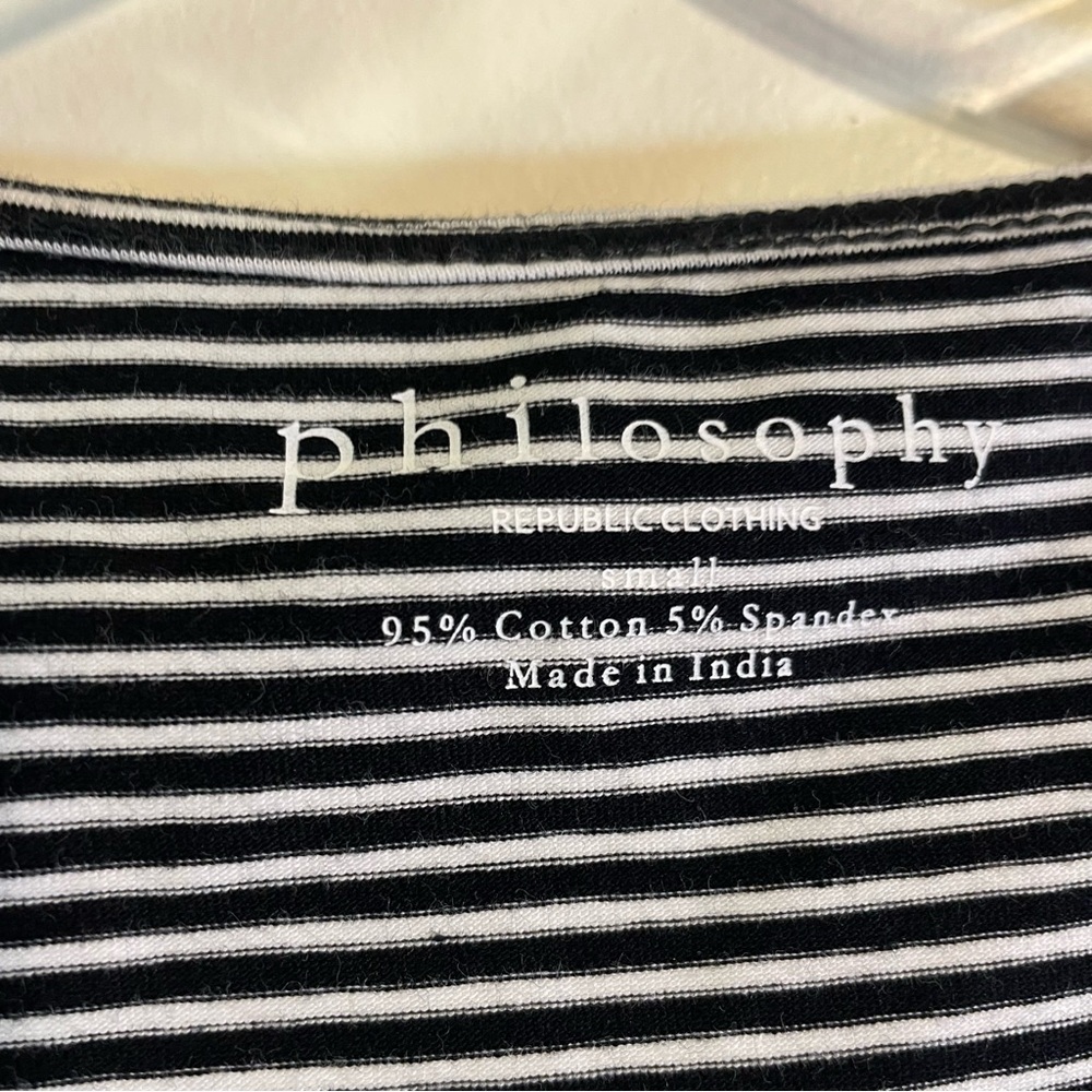 Philosophy Republic Clothing Womens Top Black & White Striped-Bell Sleeve-Small - Picture 6 of 10
